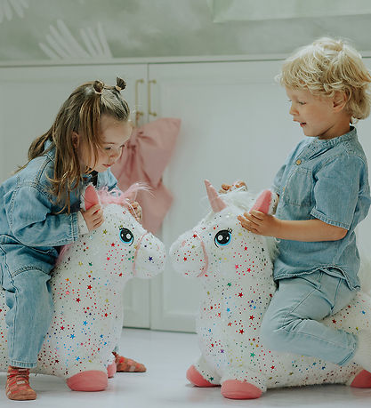 Krea Hoppedyr - Hop & Bounce Plush Horse - Rainbow m. Hvid Hår