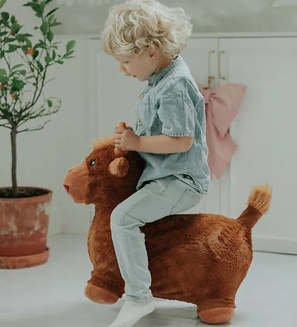 Krea Hoppedyr - Hop & Bounce Plush Cow - Brun