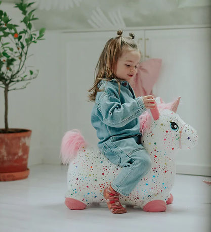Krea Hoppedyr - Hop & Bounce Plush Unicorn m. Pink Hår