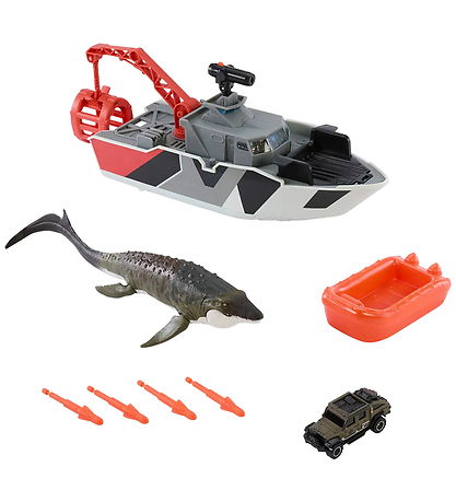 Jurassic World Legetøj - Rebirth Mosasaurus Rescue Boat