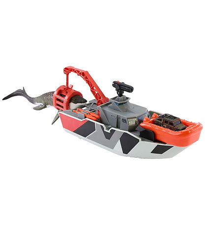 Jurassic World Legetøj - Rebirth Mosasaurus Rescue Boat
