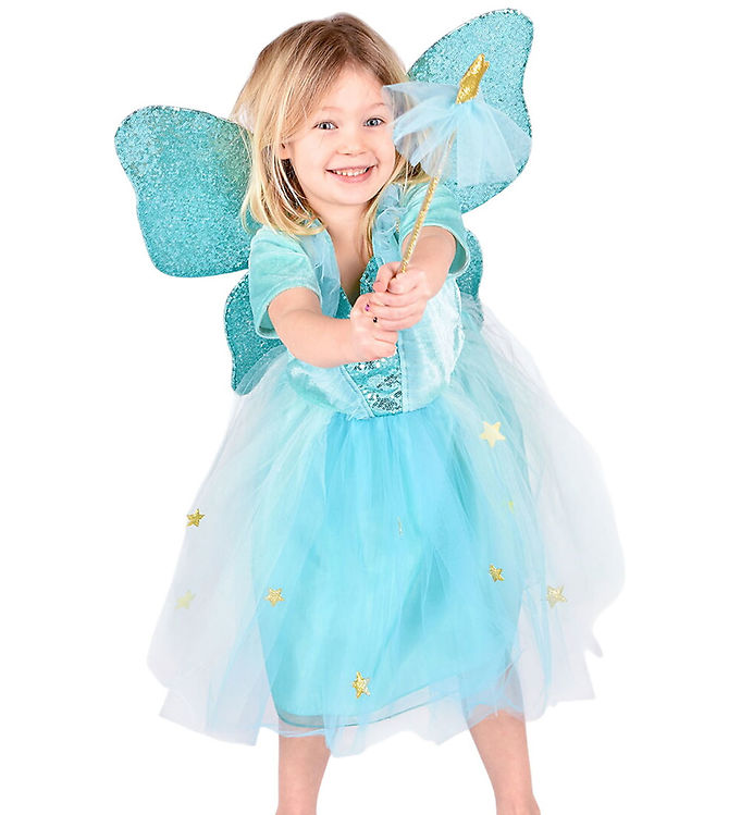 Den Goda Fen Udklædning - Fekjole m. Vinger/Tryllestav - Turkis