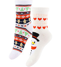 Kids Only Strømper - 2-pak - KogChristmas - Cloud Dancer/Snowman