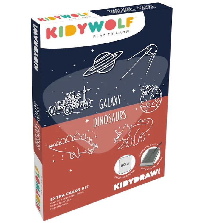 Kidywolf Refill Tegnemotiver - 60 motiver - Dinosaur/Galaxy