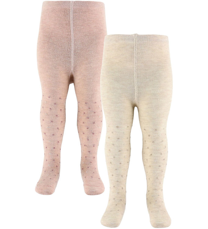 Minymo Strømpebukser - 2-pak - Viskose/Uld - Burnished Lilac/Bei