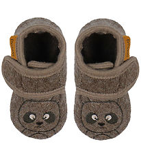 En Fant Hjemmesko - Uld - Chocolate Brown m. Bjørn En Fant Hjemmesko - Uld - Chocolate Brown m. Bjørn