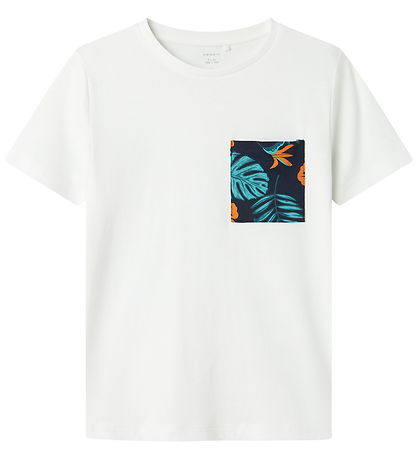 Name It T-shirt - NkmZalo - Bright White/Aop Pocket