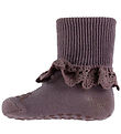 GoBabyGo Skridsikre Strømper - Uld - Dark Purple Dove m. Blonde GoBabyGo Skridsikre Strømper - Uld - Dark Purple Dove m. Blonde