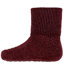 GoBabyGo Strømper - Non-Slip - Wine Red m. Glitter