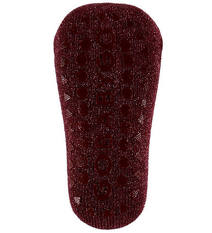 GoBabyGo Strømper - Non-Slip - Wine Red m. Glitter
