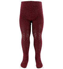 GoBabyGo Skridsikre Strømpebukser - Bambus - Wine Red m. Glitter