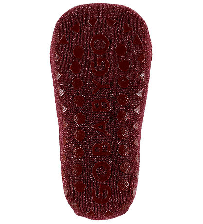 GoBabyGo Skridsikre Strømpebukser - Bambus - Wine Red m. Glitter