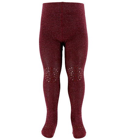 GoBabyGo Skridsikre Strømpebukser - Bambus - Wine Red m. Glitter