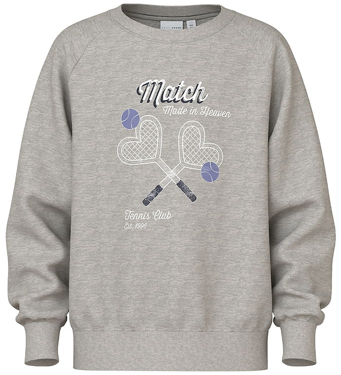 Name It Sweatshirt - NkfVenus - Grey Melange/Heart Rackets