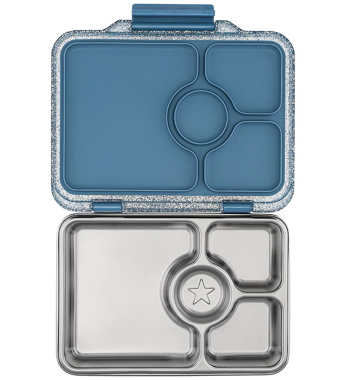 Yumbox Madkasse m. 4 Rum - Bento Steel - Paris Blue Glitter Yumbox Madkasse m. 4 Rum - Bento Steel - Paris Blue Glitter