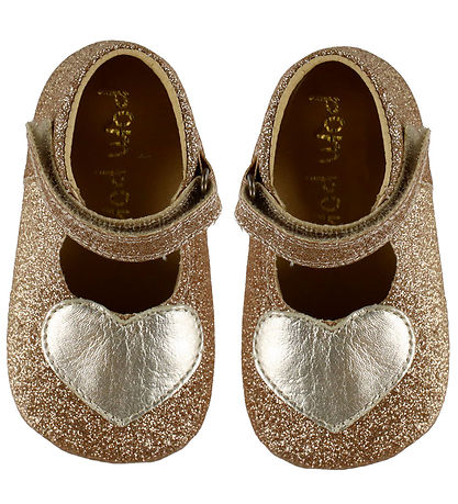 Pom Pom Begyndersko - Ballerina Heart - Gold Glitter