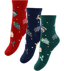 Name it Strømper - 3-Pak - NmnVismas - Jester Red/Navy Blazer +  Name it Strømper - 3-Pak - NmnVismas - Jester Red/Navy Blazer +