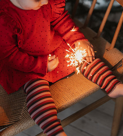 Petit Piao Leggings - Rib - Modal - Biking Red Multistripe