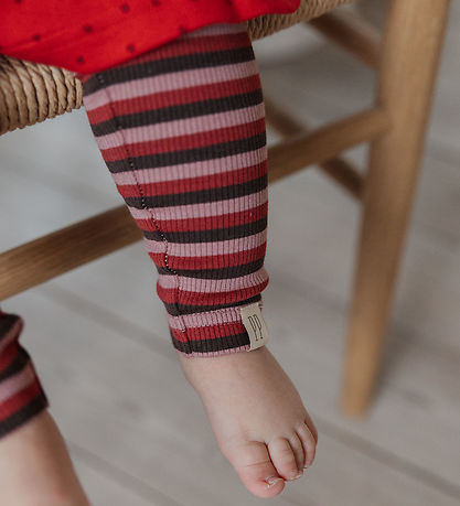 Petit Piao Leggings - Rib - Modal - Biking Red Multistripe