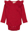 Petit Piao Bodysuit l/s - Rib - Modal - Frill - Jet Red/Biking R