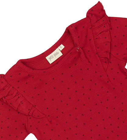 Petit Piao Body l/æ - Rib - Modal - Frill - Jet Red/Biking Red