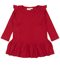 Petit Piao Kjole - Rib - Modal - Frill - Jet Red/Biking Red