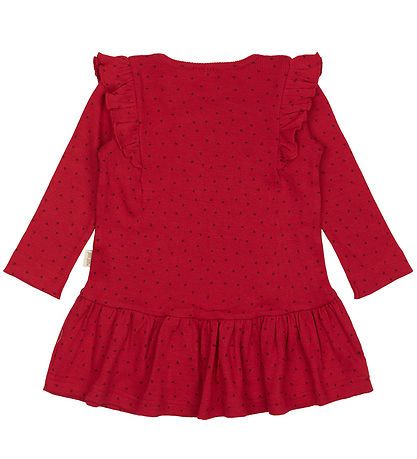 Petit Piao Kjole - Rib - Modal - Frill - Jet Red/Biking Red
