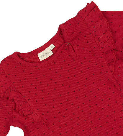 Petit Piao Kjole - Rib - Modal - Frill - Jet Red/Biking Red