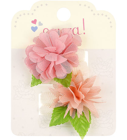 Souza Hårelastiker - 4 Stk. - Blomster - Rosa