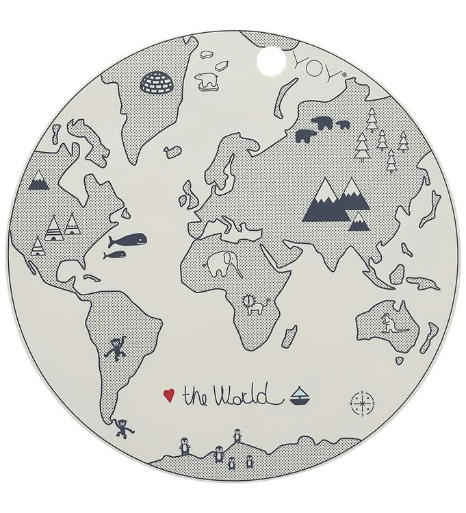 OYOY Dækkeserviet - Silikone - The World - Ice Blue