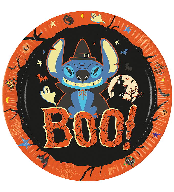 Decorata Party Paptallerkner - 8-pak - 23 cm - Stitch Halloween