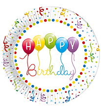 Decorata Party Paptallerkner - 8-pak - 23 cm - Happy Birthday St