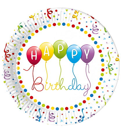Decorata Party Paptallerkner - 8-pak - 23 cm - Happy Birthday St