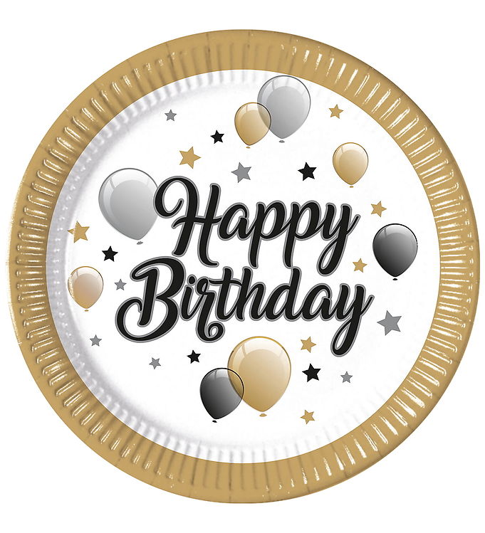 Decorata Party Paptallerkner - 8-pak - 23 cm - Milestone Happy B