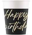 Decorata Party Papkrus - 8-pak - 200 ml - Elegant Happy Birthday