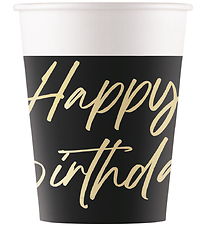 Decorata Party Papkrus - 8-pak - 200 ml - Elegant Happy Birthday