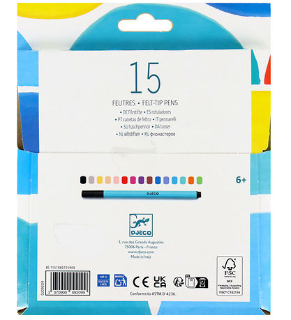 Djeco Tuscher - 15 stk. - Multifarver
