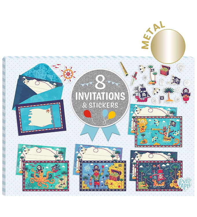 Djeco Invitationer - 8 Stk. - Pirater