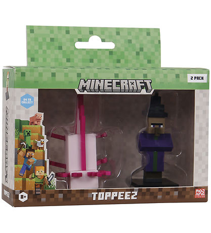 Minecraft Toy Figurine - 3D - 2-Pack - Axolotl/Witch