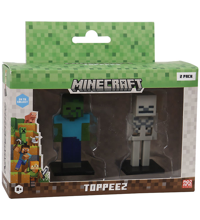 Minecraft Legetøjsfigurer - 3D - 2-pak - Zombie/Skeleton