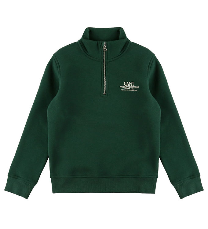 GANT Sweatshirt - Graphic - Half Zip - Tartan Green