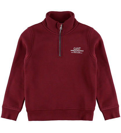 GANT Sweatshirt - Graphic - Half Zip - Plumped Red