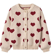 Wheat Cardigan - Knitted - Hearts - Offwhite Melange
