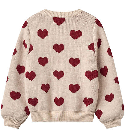 Wheat Cardigan - Knitted - Hearts - Offwhite Melange