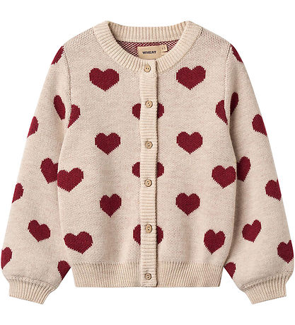 Wheat Cardigan - Knitted - Hearts - Offwhite Melange
