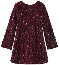 Name It Kjole - NkfRusitta - Burgundy/Black Bow m. Palietter