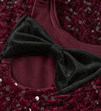 Name It Kjole - NkfRusitta - Burgundy/Black Bow m. Palietter