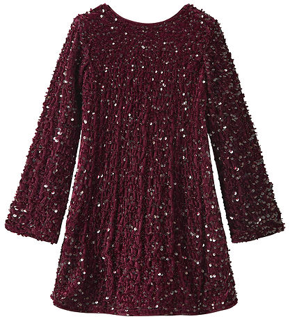 Name It Kjole - NkfRusitta - Burgundy/Black Bow m. Palietter