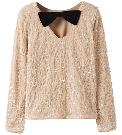 Name It Bluse - NkfRusitta - Jet Stream/Black Bow m. Palietter