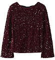 Name It Bluse - NkfRusitta - Burgundy/Black Bow m. Palietter
